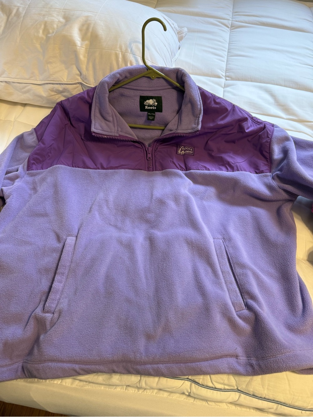 Roots Lilac and Purple Half-Zip Fleece Pullover for Women
